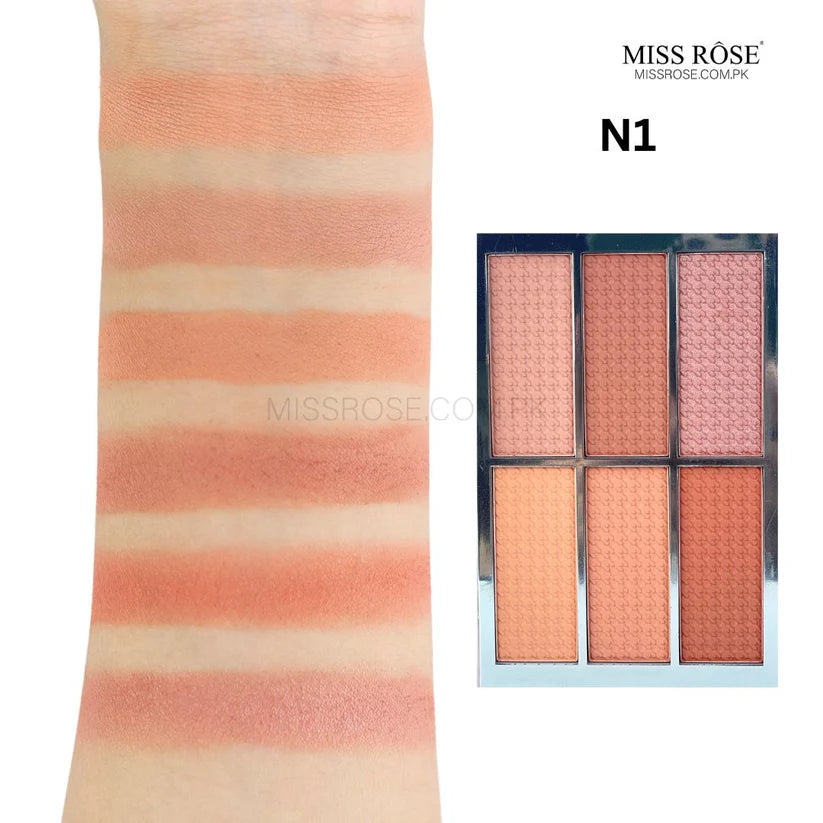 Miss Rose 6 color neutral matte blush palette