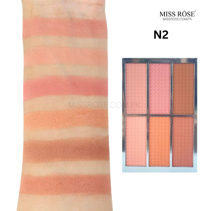 Miss Rose 6 color matte blush palette N2