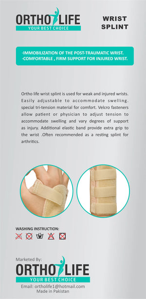 Ortholife Wrist Splint pack details | Medoinn Pakistan