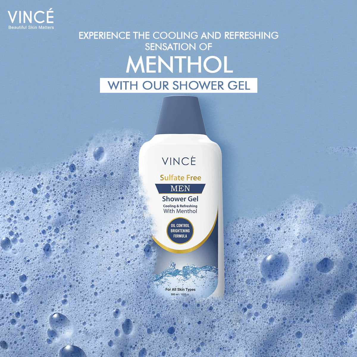 Vince Men Shower Gel with menthol for a cooling shower feel
