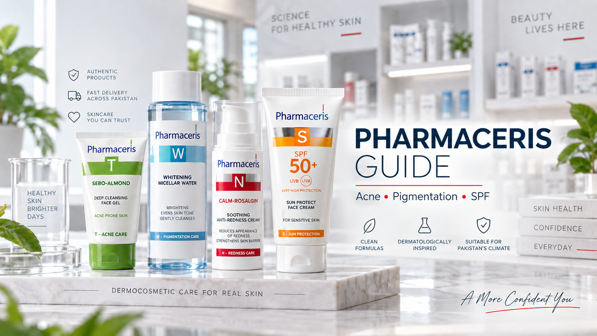 Pharmaceris Pakistan skincare guide for acne pigmentation redness and sunscreen