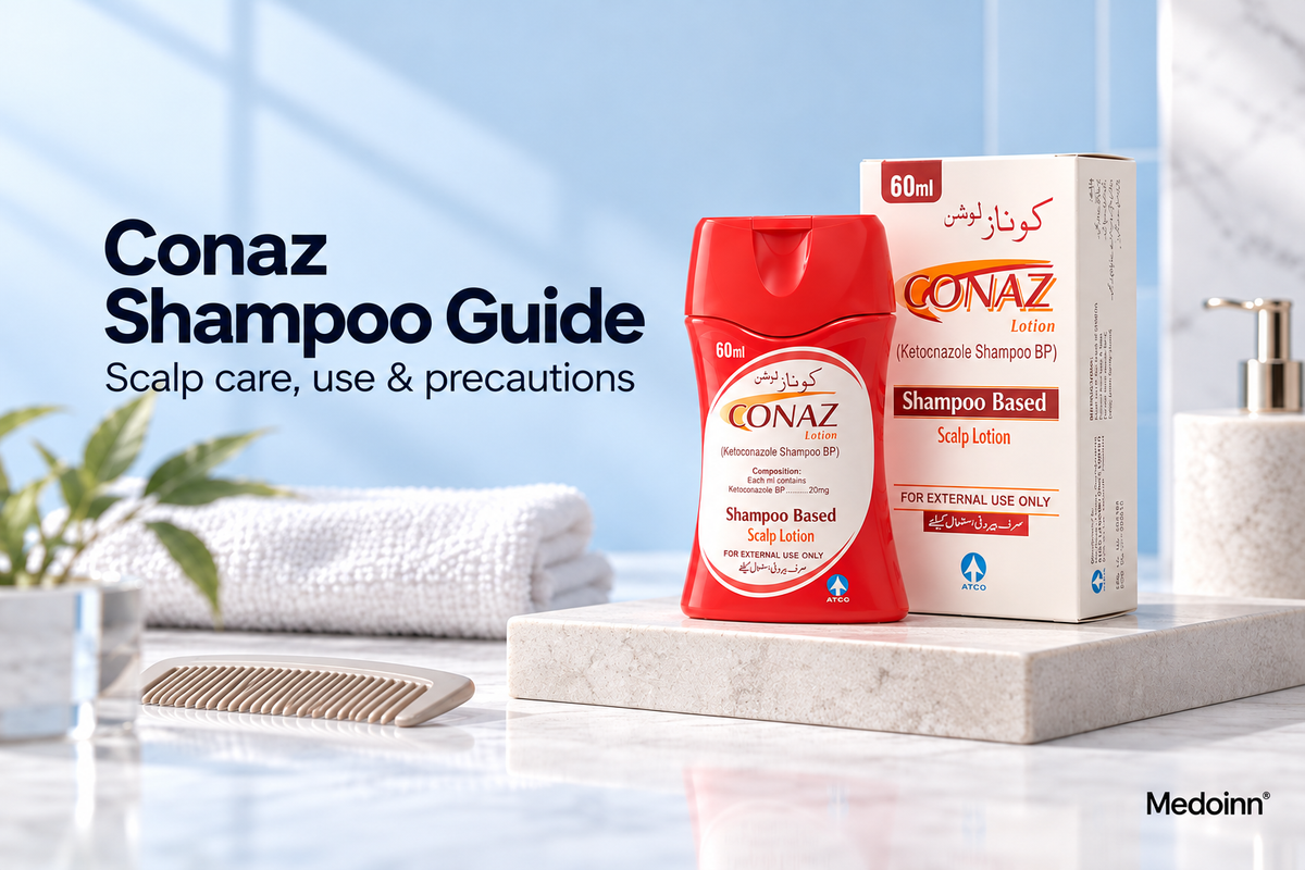 Conaz ketoconazole shampoo based scalp lotion 60ml with its carton
