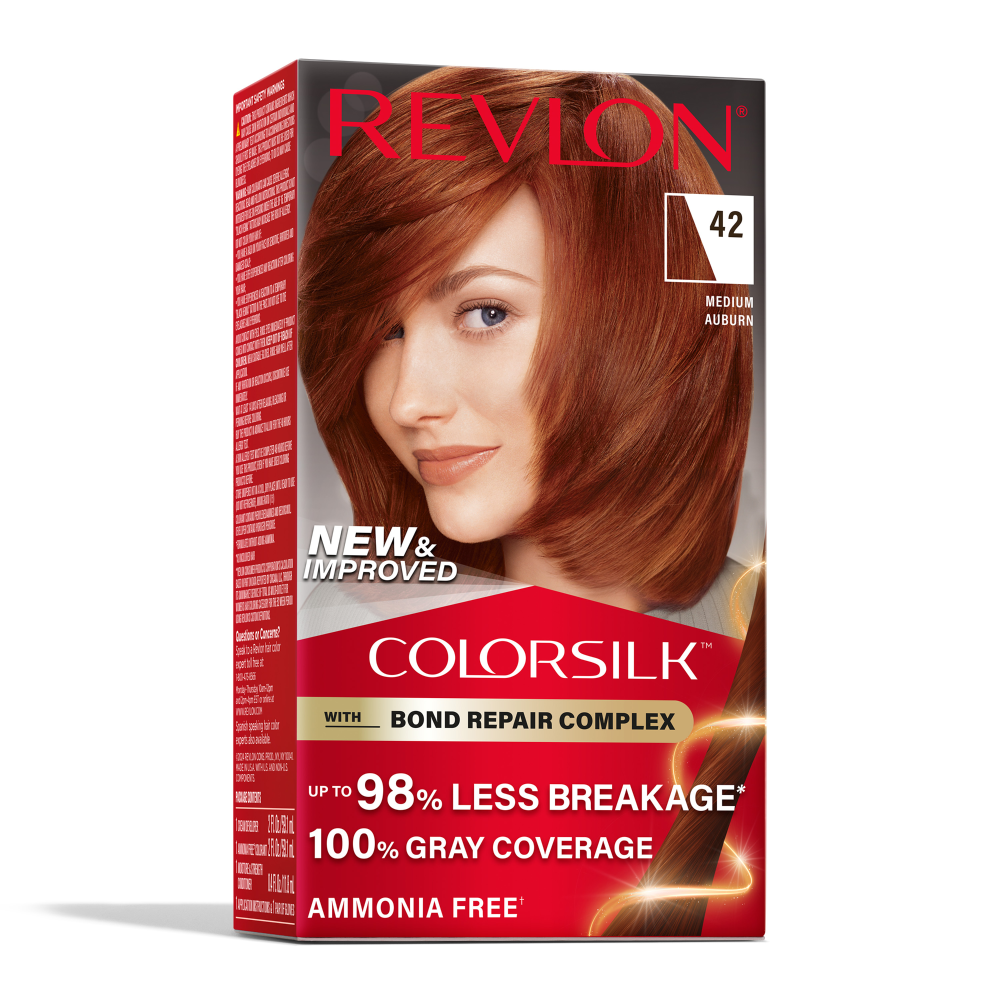 Permanent medium auburn hair dye with bond repair complex
