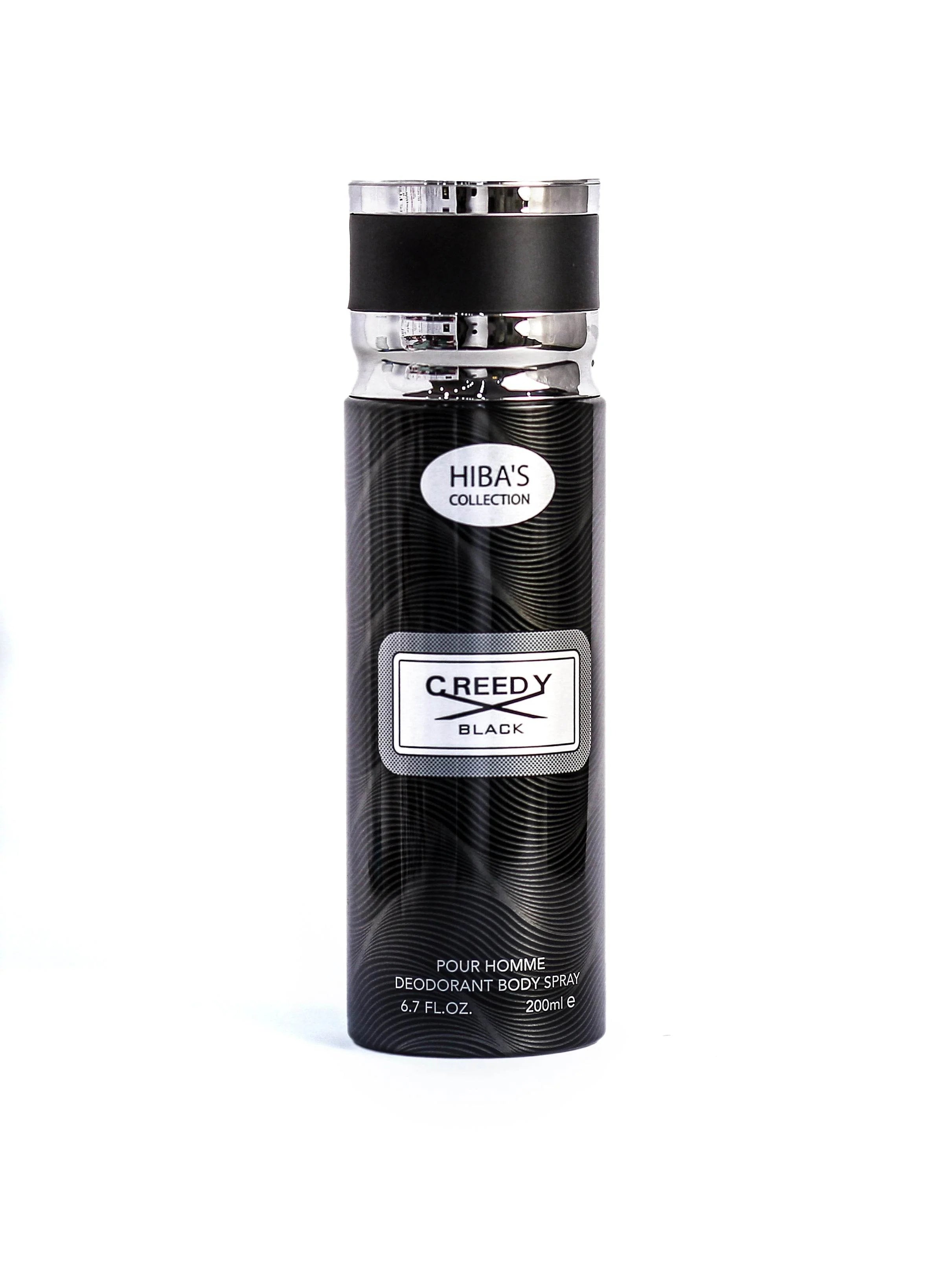 Creedy Black men’s body spray packaging
