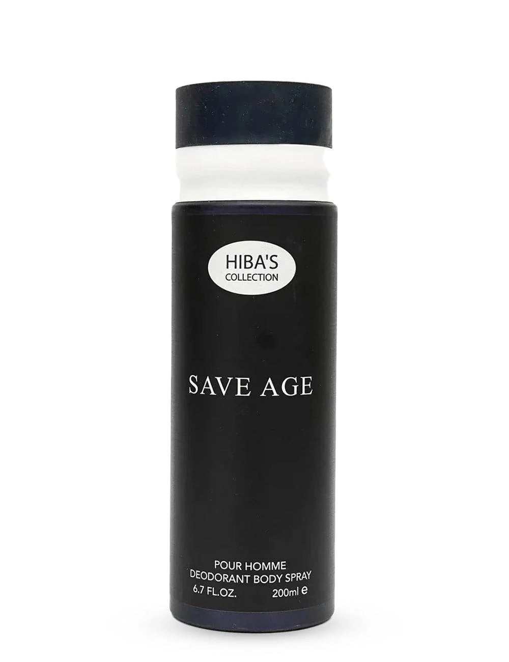 Save Age men’s body spray packaging
