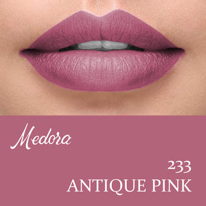 Medora Matte-233 Antique Pink Lipstick - Long-lasting Velvet Finish - Medoinn