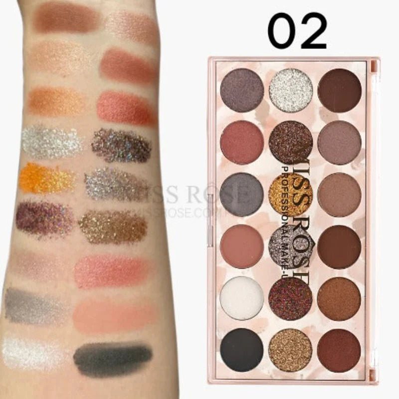 Miss Rose 12-Color Eyeshadow & 6-Color Glitter Palette M2
