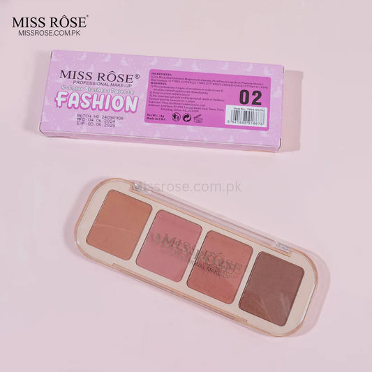 Miss Rose ButterBlend 4-Color Blush Palette N2 – Natural Cheek Color & Glow