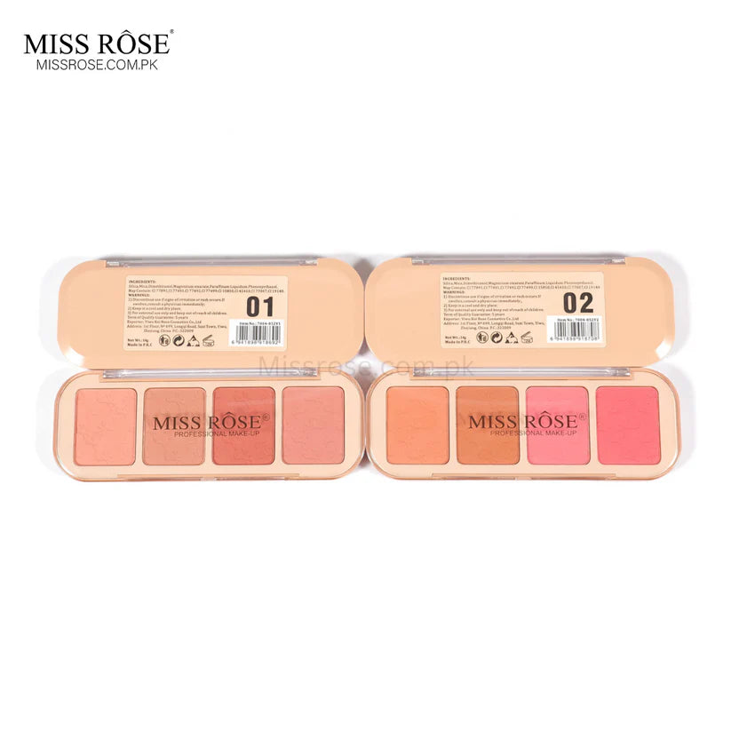 Miss Rose ButterBlend 4-Color Blush Palette Y2 – Multitone Cheek Color & Glow - Medoinn