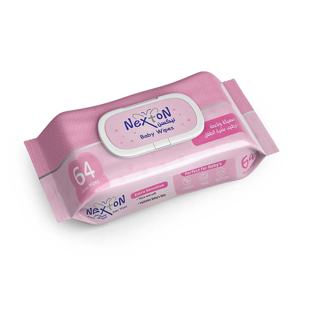 Pink baby wipes pack 64 pieces
