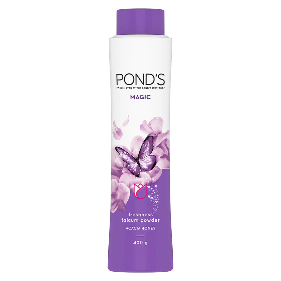 Pond's Magic Acacia Honey Talcum Powder front view

