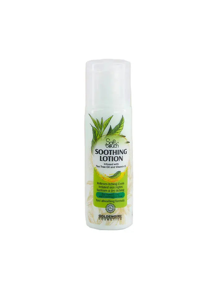 Soft Touch Tea Tree Oil lotion bottle display
