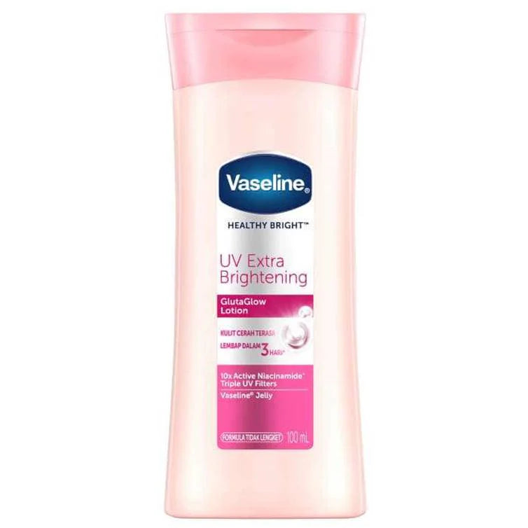 Vaseline UV extra bright lotion application
