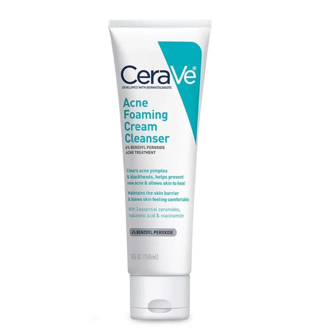 CeraVe Acne Foaming Cream Cleanser with 4% benzoyl peroxide