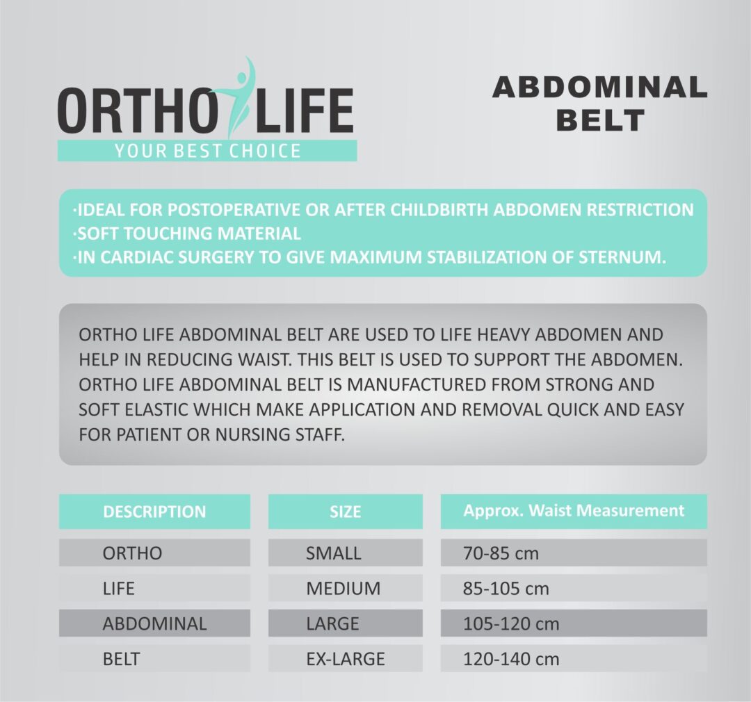 Ortholife L1270 Abdominal Belt pack details | Medoinn Pakistan