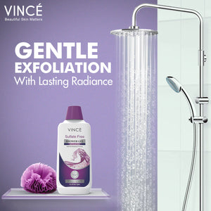 Vince Exfoliating Shower Gel with scrub beads for smooth-feeling body skin